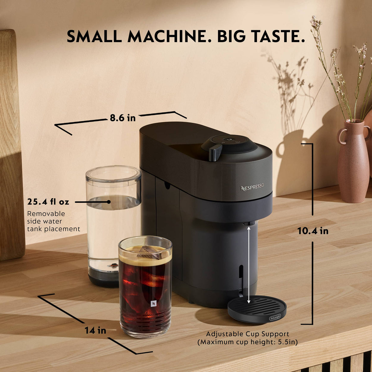 Nespresso - Vertuo Pop+ Coffee and Espresso Maker by De'Longhi - Liquorice Black