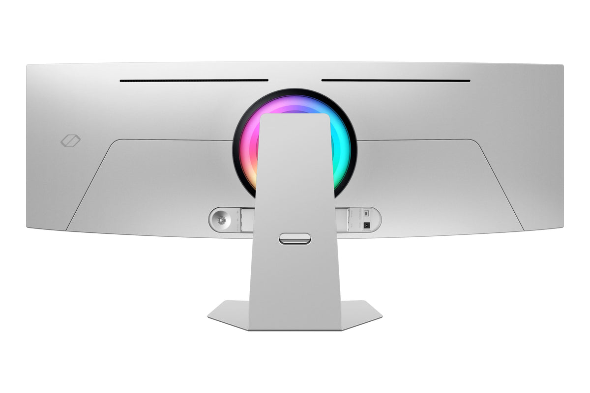 Samsung - 49" Odyssey OLED G9 Curved Dual-QHD 240Hz FreeSync Prem Pro and G-Sync Compatible Smart Glare Free Gaming Monitor - Silver