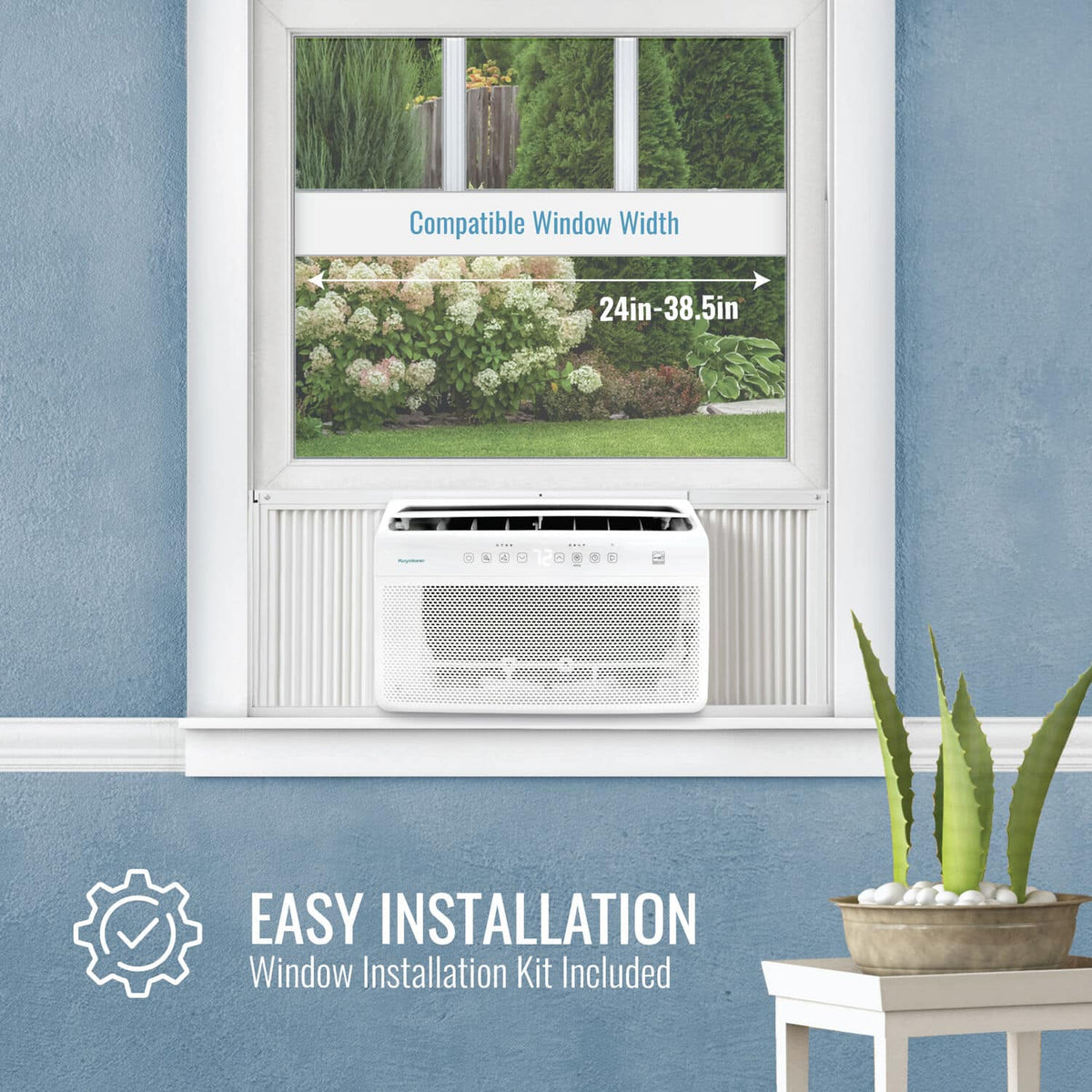 Keystone - 550 Sq. Ft 12,000 BTU Window Mounted Inverter Air Conditioner with 10,000 BTU Supplemental Heat Function - White