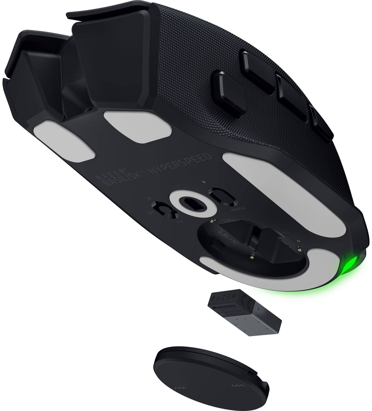 Razer - Basilisk V4 HyperSpeed Ergonomic Gaming Mouse with Chroma RGB Underglow - Wireless - Black
