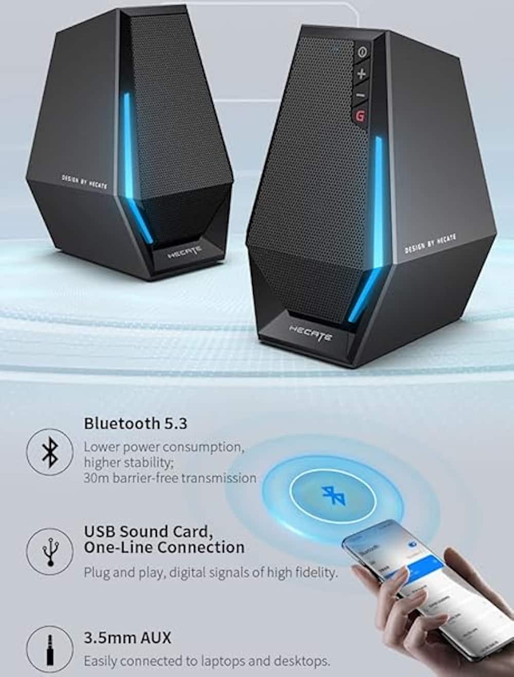Edifier - G1500 2.0 Bluetooth Gaming Speakers with RGB Lighting (2-Piece) - Black