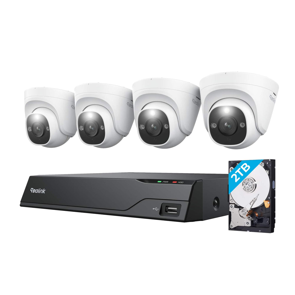 Reolink - 8-Channel, 4 - Dome Camera Indoor/Outdoor 4K+ 12MP PoE 2TB NVR Security Surveillance System - White
