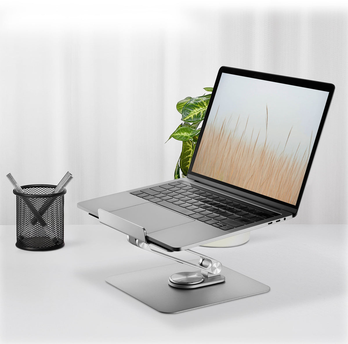 Insignia™ - Laptop Stand with Adjustable Height and Angle for Laptops up to 17” Wide - Silver