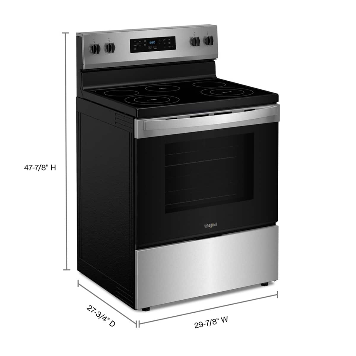 Whirlpool - 30 in. Wide 5 elements 5.3 cu. ft. Freestanding Electric Range with Cooktop Flexibility - Stainless Steel