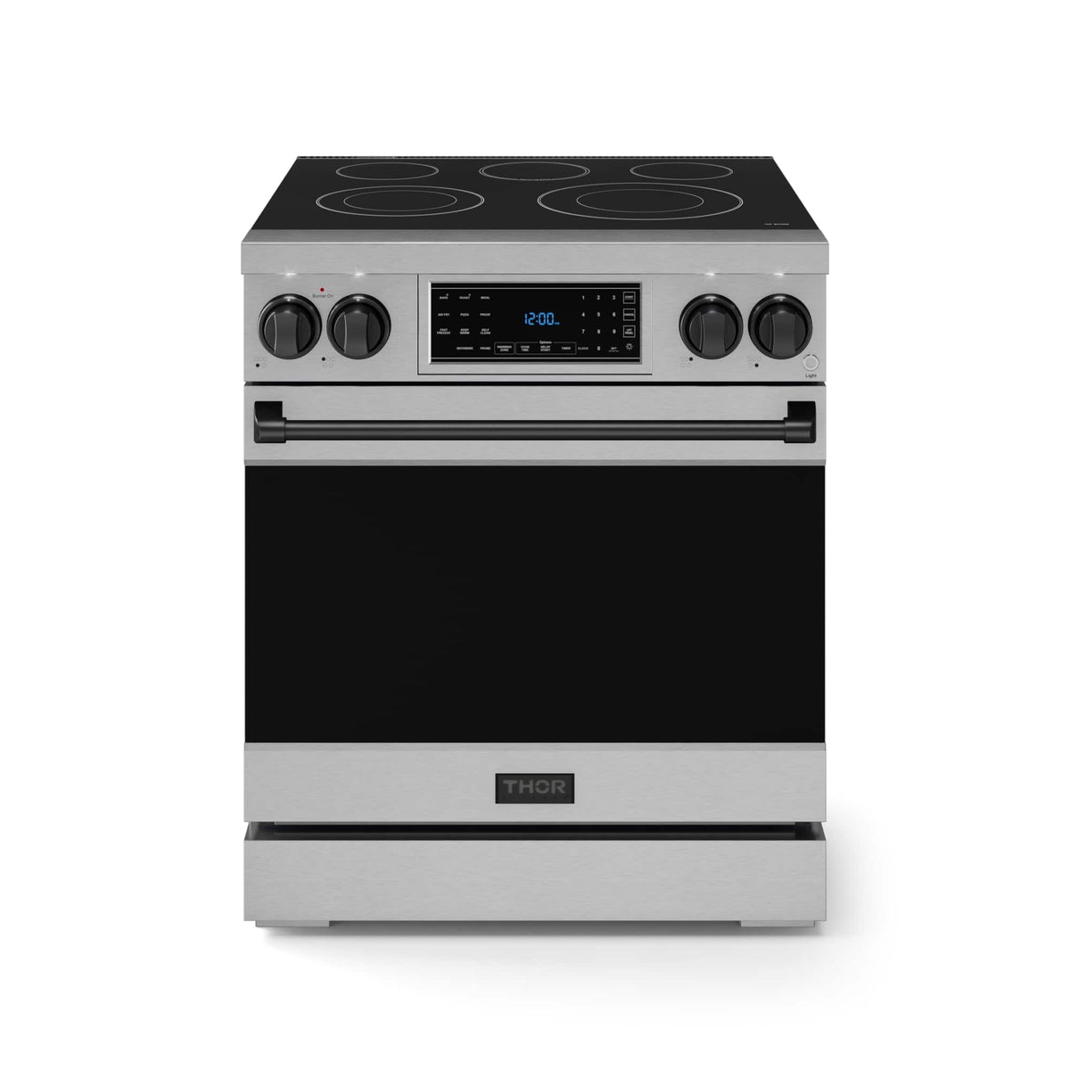 30 in. Wide 5 Elements Gordon Ramsay Series by Thor Kitchen 4.55 Cu. Ft Freestanding Electric Range with Black Hardware - Stainless Steel