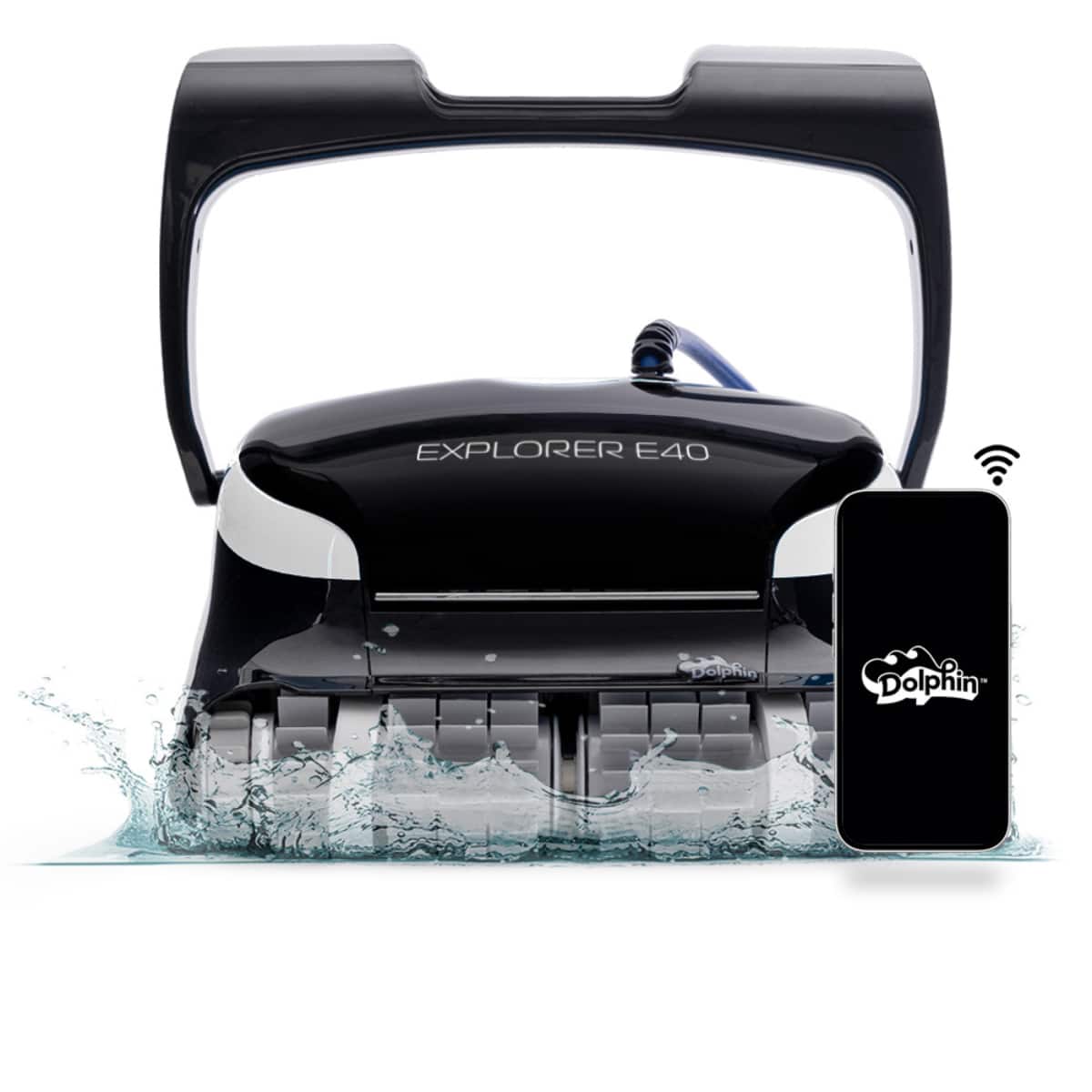 Dolphin - Explorer E40 Automatic Robotic Pool Vacuum Cleaner with Wi-Fi, Wall Climbing Capability, Waterline Scrubber Brush - Wi-Fi Connectivity