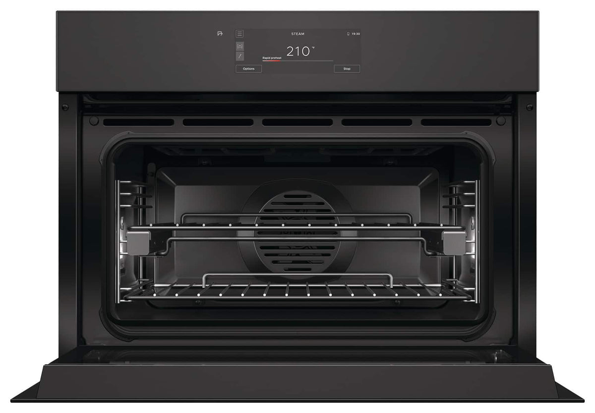 Fisher & Paykel - 24" 1.9 Cu Ft Built-in Combination Steam Oven, 6.8" Touchscreen, Compact - Handleless - Minimal (Soft - Black