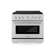 ZLINE - 36 in. Wide 6 Burner 5.2 cu. ft. Paramount Freestanding Gas Range Cooktop and Convection Gas Oven in Stainless Steel - Stainless Steel