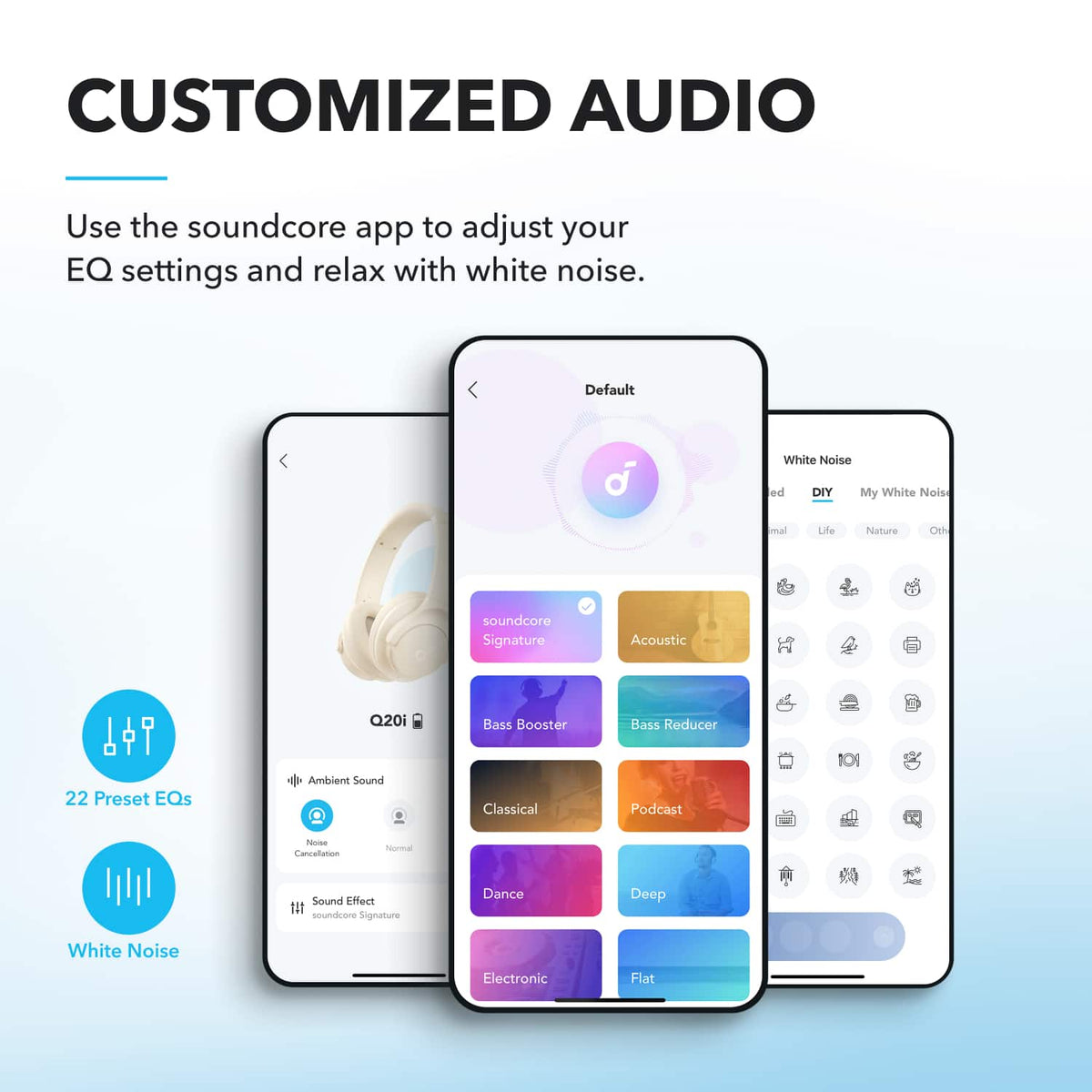 Anker - Soundcore Q20i Plus Over-Ear Bluetooth Headphones - White