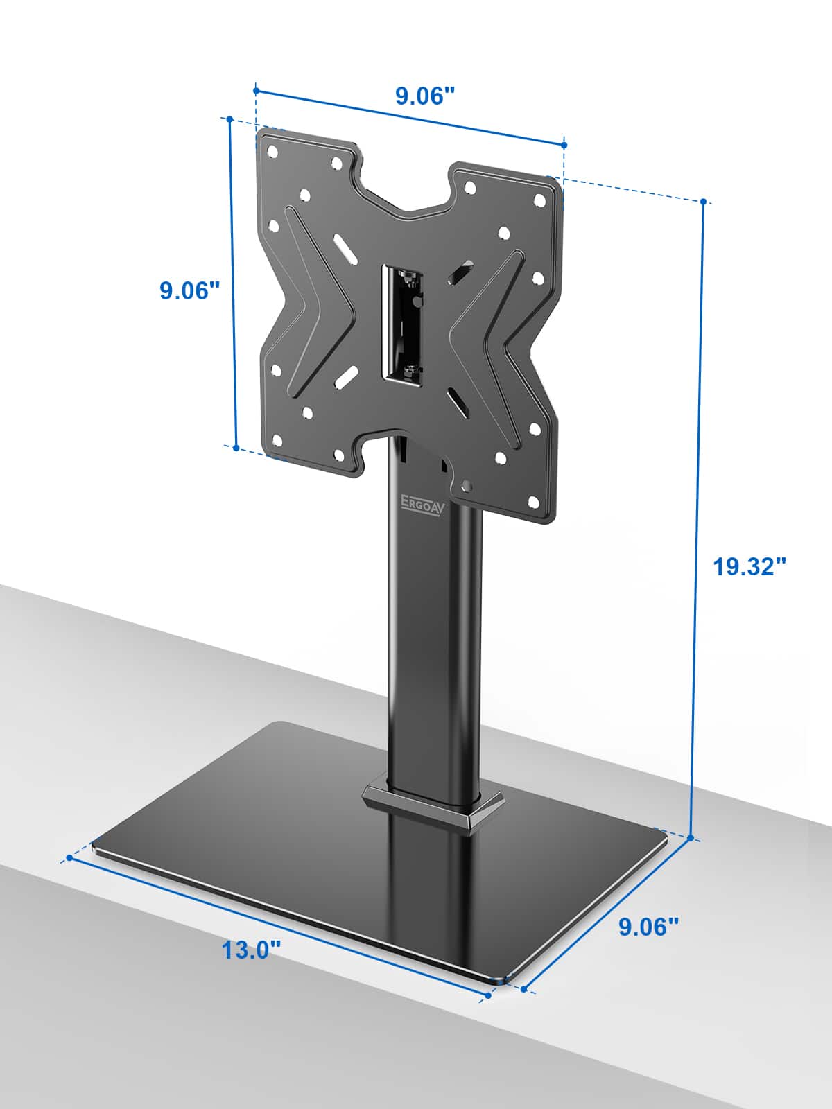 ErgoAV - Tabletop TV Stand+Swivel for 19 -43" TV - Black