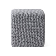 Chabani - Indoor Modern Knitted Fabric Cube Pouf Ottoman - Light Gray