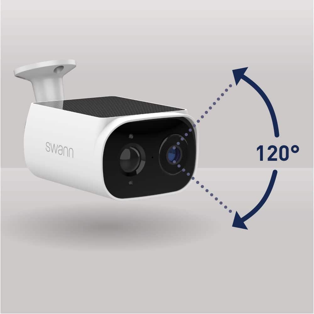 Swann - EVO Solar 2K Outdoor Wi-Fi Security Camera, Motion Detect, Night Vision, 2-Way Talk, Local Storage, 16GB Card - White
