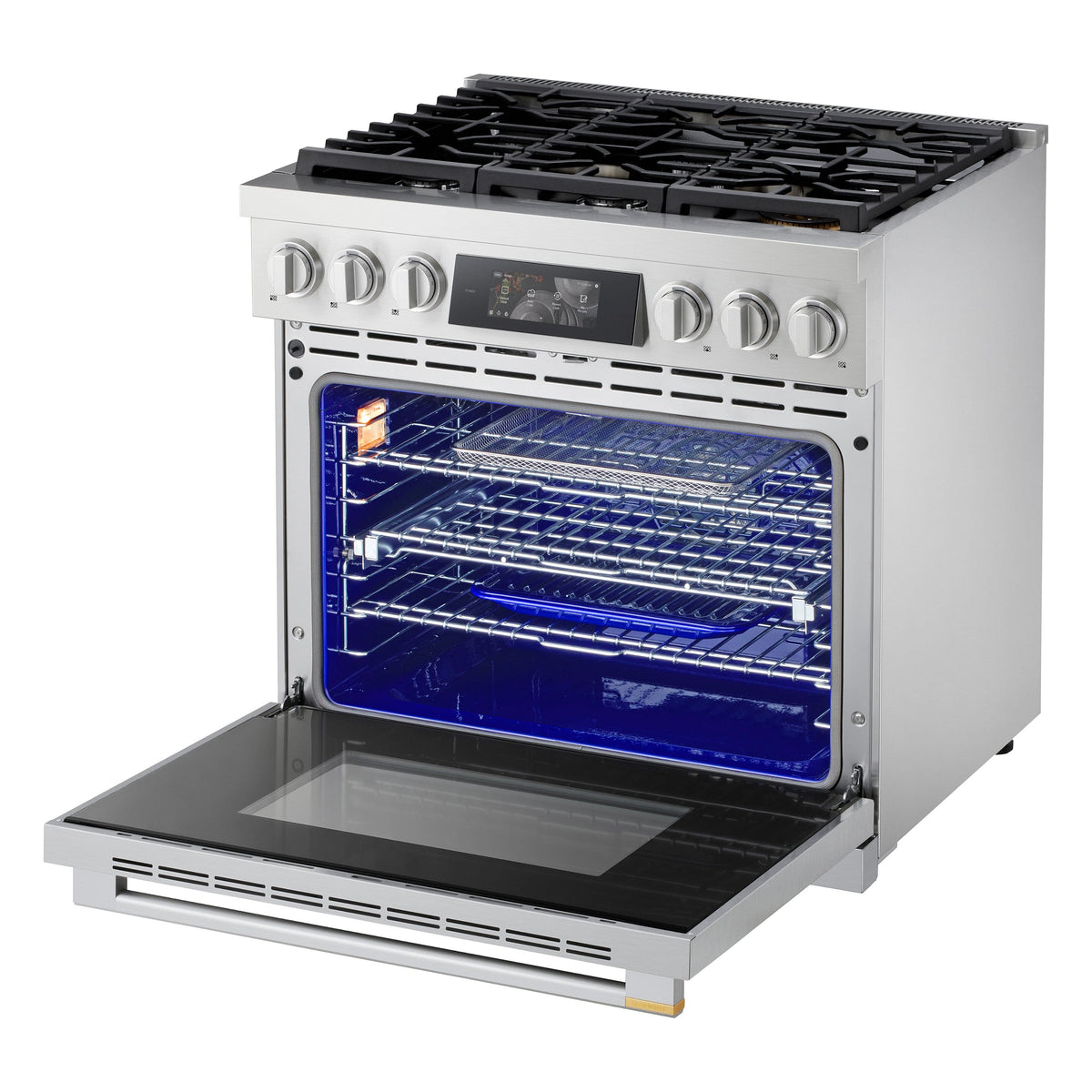 LG - SIGNATURE 36-in Wide 6.3 Cu. Ft. Slide-In Gas True Convect Pro Range with 6 Burners, AirFry, and UltraHeat 23K Burner - Stainless Steel