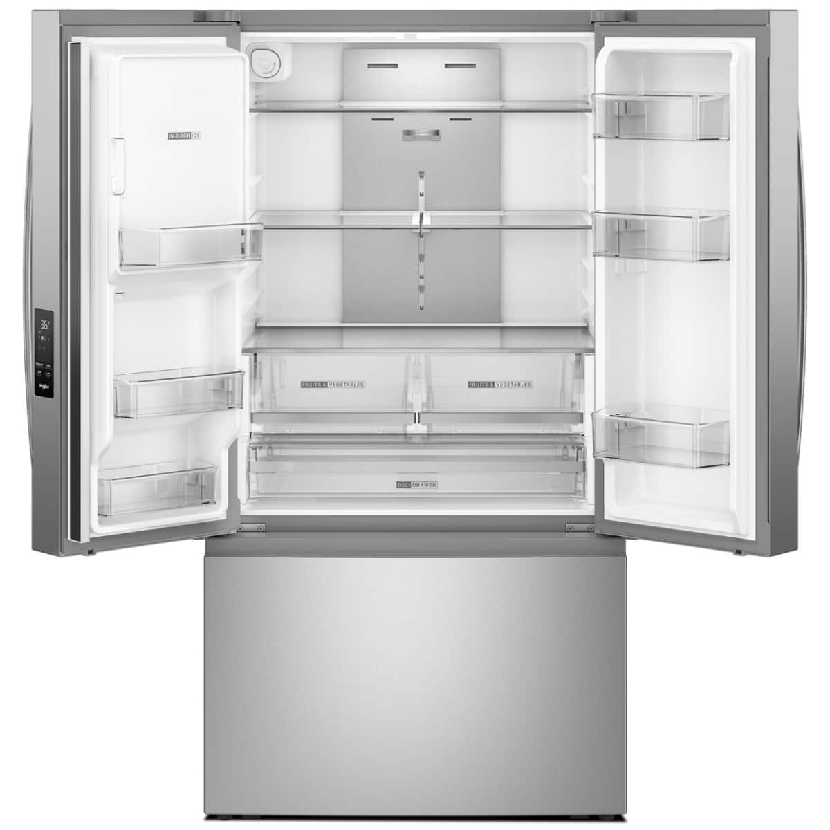 Whirlpool - 36 in. Wide 30 cu. ft. French Door Refrigerator with Dual Ice Makers - Fingerprint-Resistant Stainless Finish