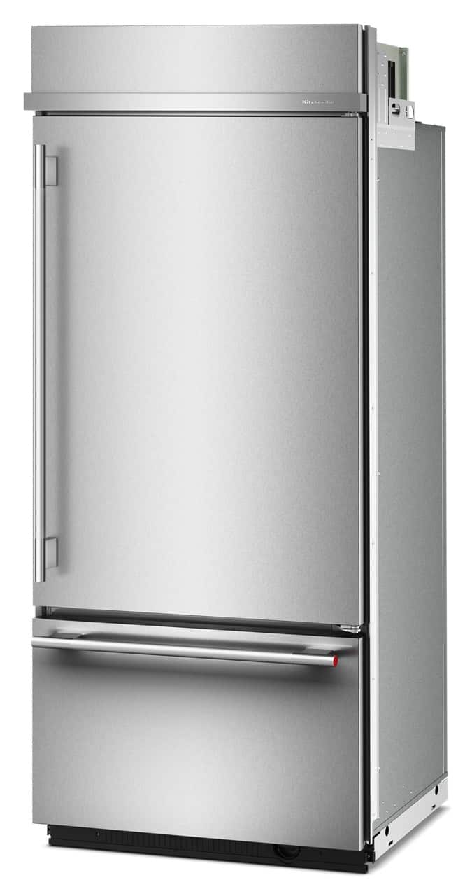 KitchenAid - 36 in. Wide 20.8 cu. ft. Built-In Bottom Mount Refrigerator with Platinum Interior - Stainless Steel