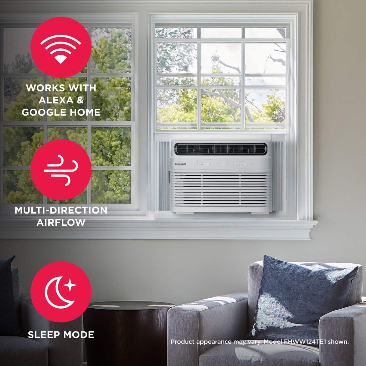 Frigidaire - 115V 14,000 BTU 700 Sq. Ft. Smart Window Air Conditioner with Remote - White