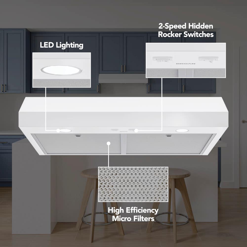 Broan - 36 inches - Convertible - Under cabinet Range Hood - White