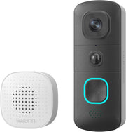 Swann - EVO HD Wi-Fi Video Doorbell: Wired or wire-free, motion detection, night vision, 2-way talk, local/cloud storage - Black