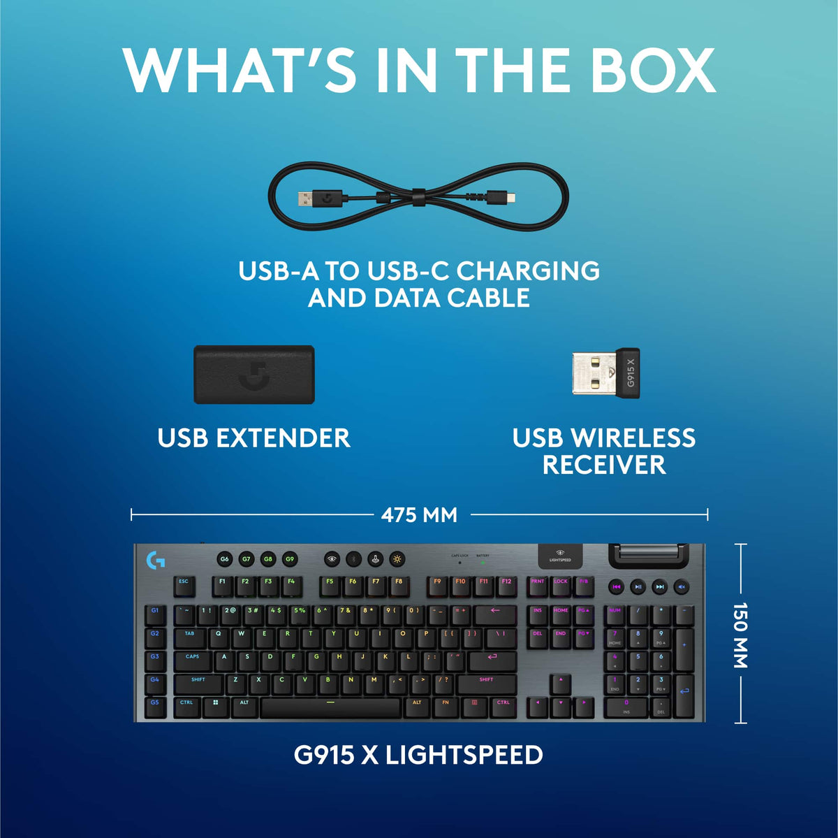 Logitech - G915 X LIGHTSPEED Full-size Wireless Mechanical GL Brown Tactile Switch Gaming Keyboard for PC/Mac with RGB Backlighting - Black