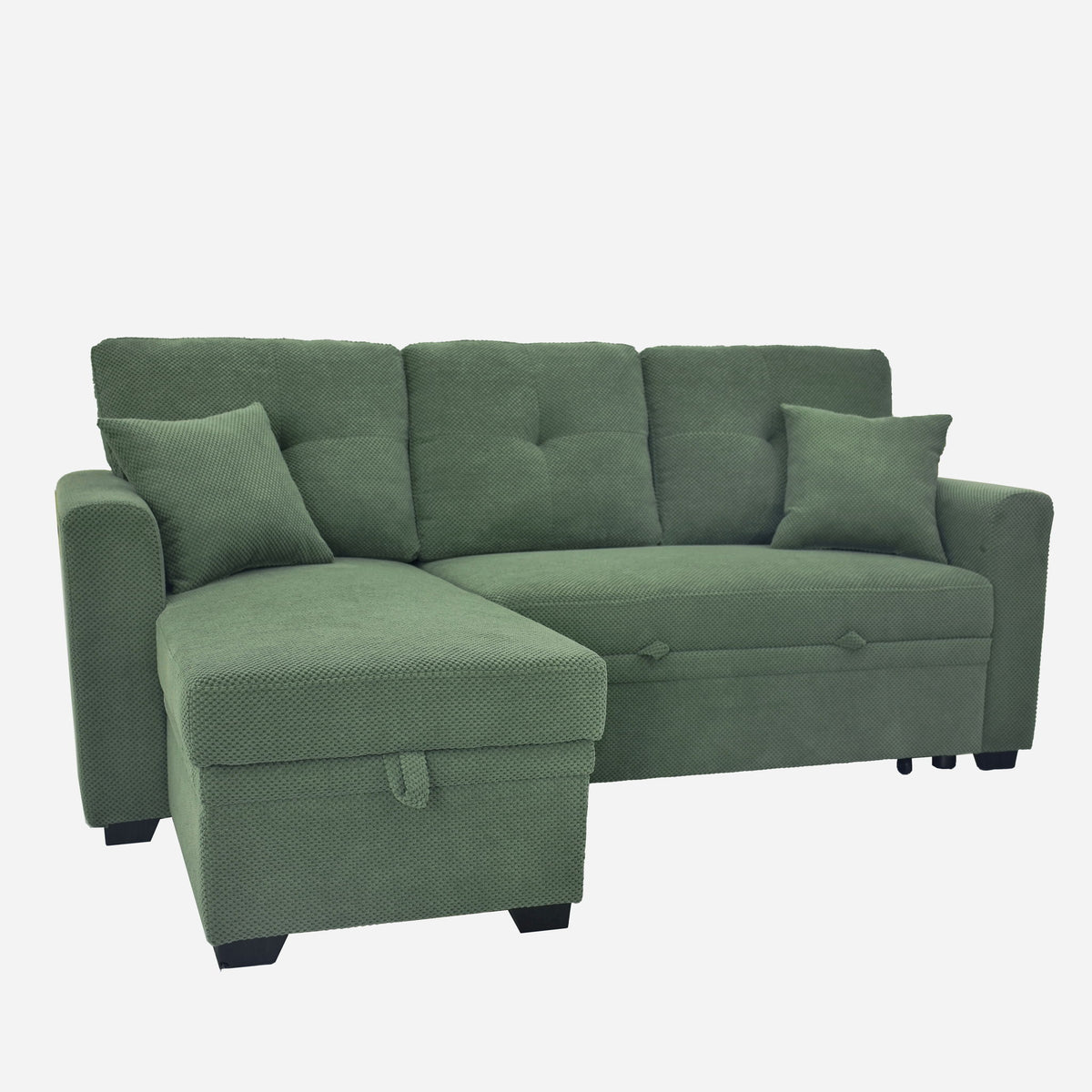 Sofá seccional cama con nido extraíble, chaiselongue reversible