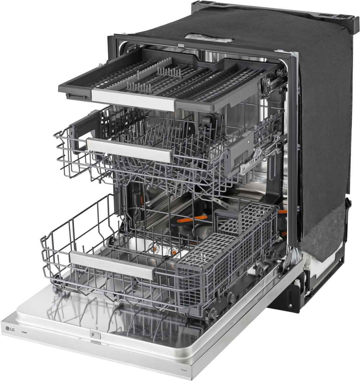 LG - FlushFit 24-in Top Control Smart Built-In Stainless Steel Tub Dishwasher with 3rd Rack, 1 Hour Wash and Dry, 42dBA - Stainless Steel