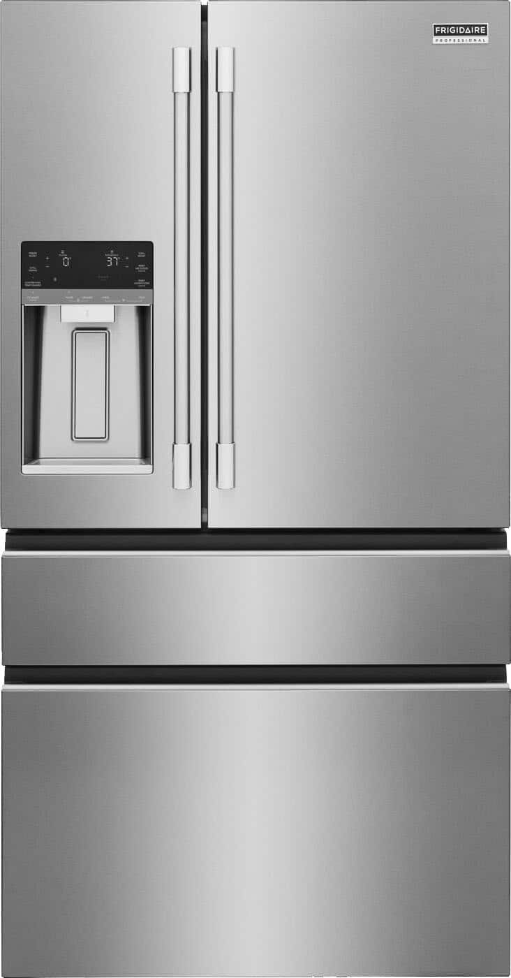 Frigidaire - Professional 36 in. Wide 21 Cu. Ft. Counter-Depth 4-Door French Door Refrigerator with Custom-Flex Temp Drawer - Stainless Steel