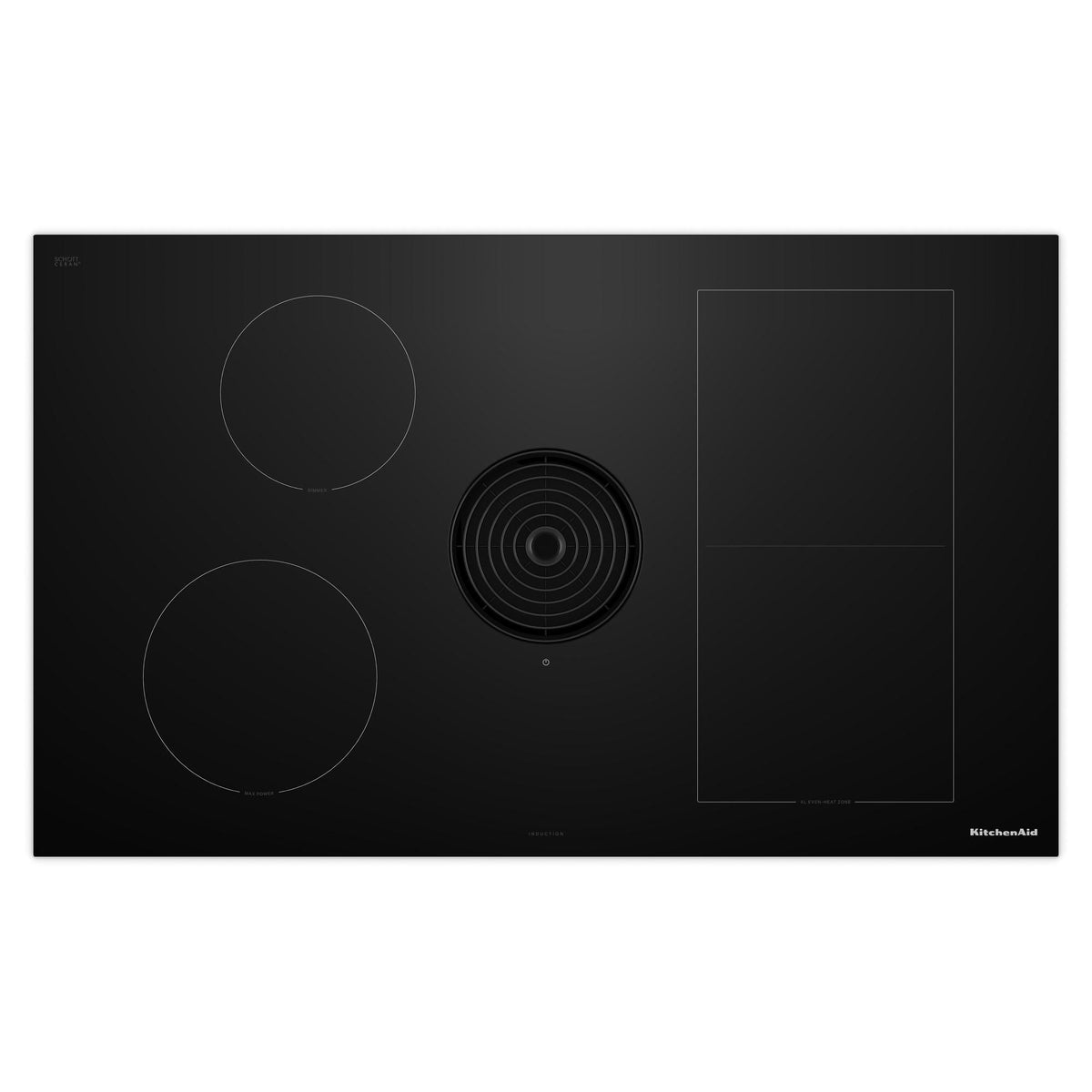 KitchenAid - 36 in. Wide 4 element Built-In Downdraft Electric Induction Cooktop with Bridge XL Even-Heat Zone - Black