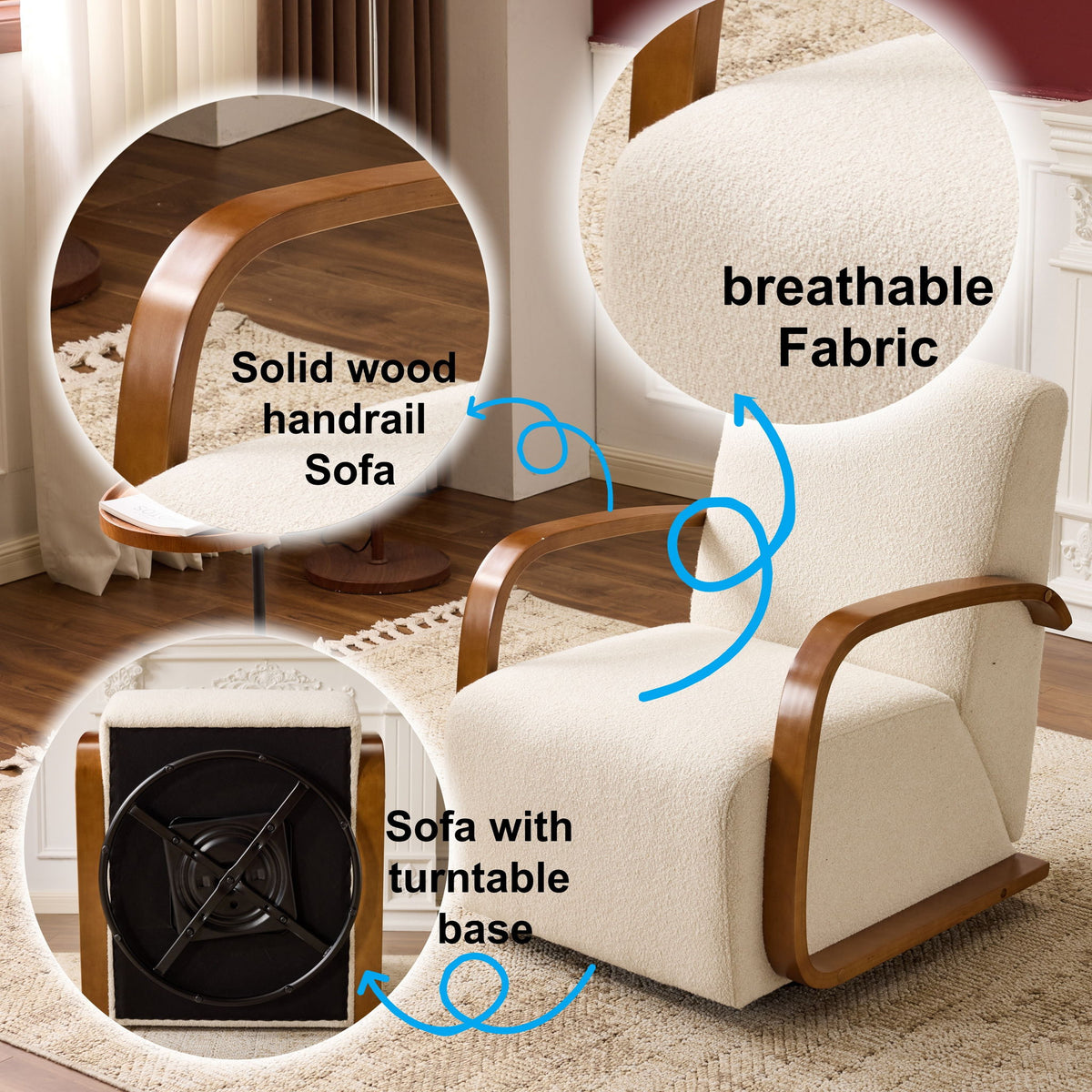 Sillón giratorio ergonómico individual para sala de estar