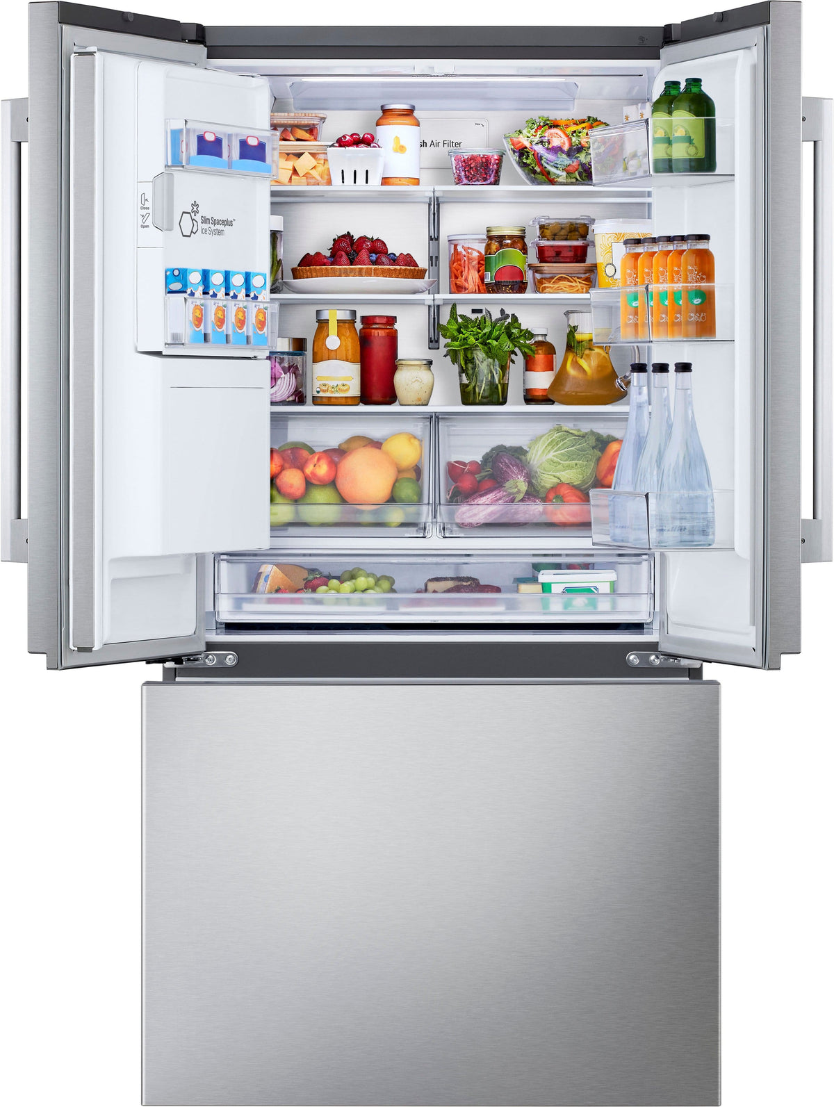 LG - 36-in Counter-Depth MAX 23.7 Cu. Ft. French Door Smart Refrigerator with Zero Clearance - Stainless Steel