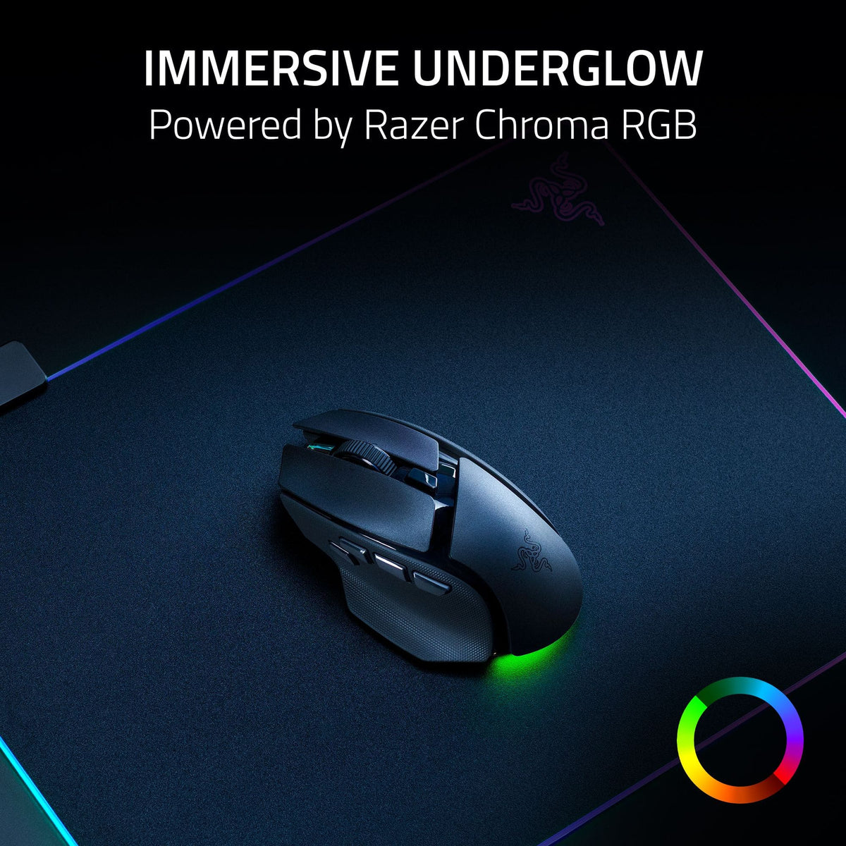 Razer - Basilisk V4 HyperSpeed Ergonomic Gaming Mouse with Chroma RGB Underglow - Wireless - Black
