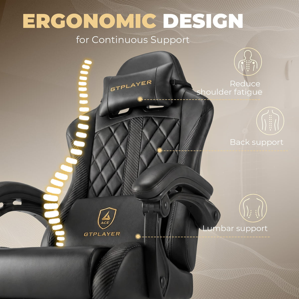 GTPlayer - Ergonomic Gaming Chair - Black