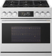 LG - SIGNATURE 36-in Wide 6.3 Cu. Ft. Slide-In Gas True Convect Pro Range with 6 Burners, AirFry, and UltraHeat 23K Burner - Stainless Steel
