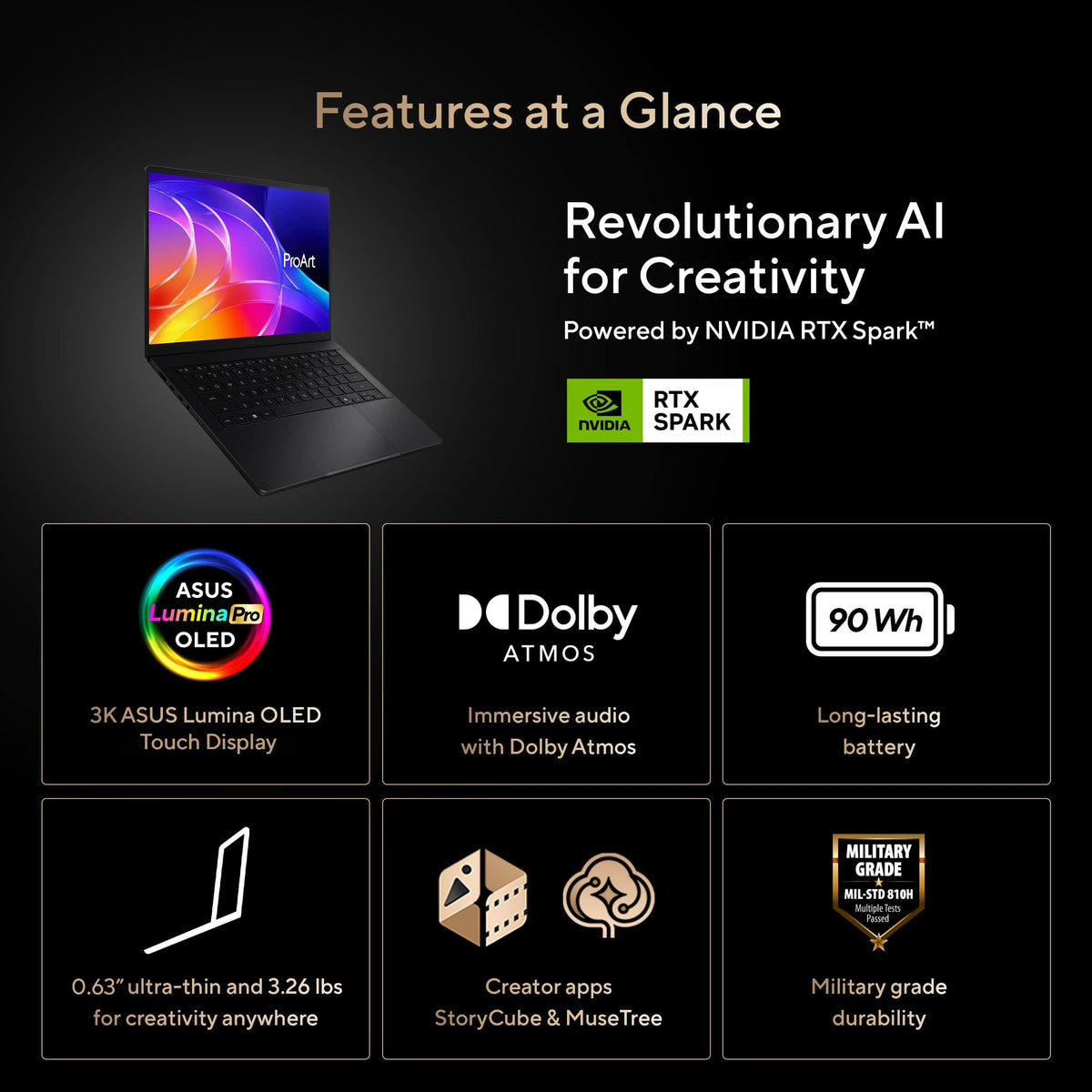ASUS - ProArt P14 14" 3K OLED Touchscreen Laptop - NVIDIA RTX Spark N1X (2026) - 32GB Memory - 512GB Storage - Copilot+ PC - Nano Black