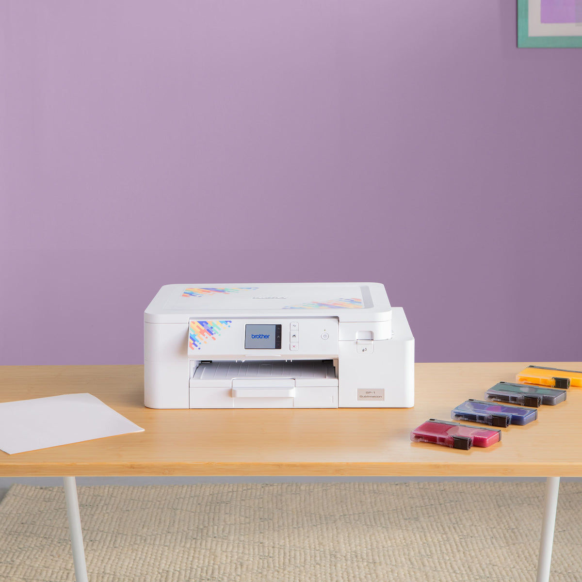 Brother - Sublimation SP-1 High-Quality Wireless Inkjet Printer with Paper and Full-Size Inks - White