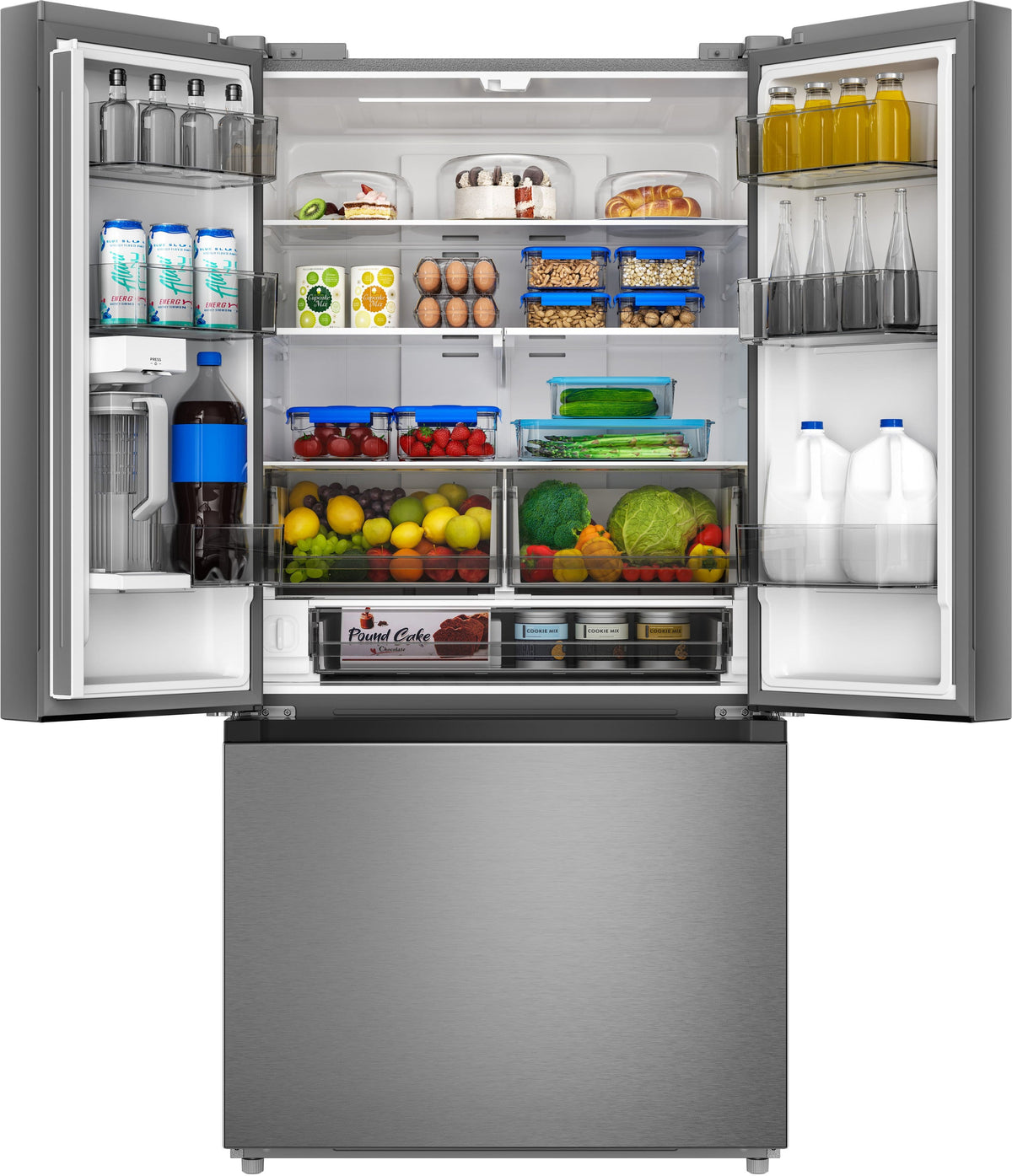 Midea - 33 in. Wide Counter-Depth PLUS 23 Cu. Ft. French Door Refrigerator + Water2Ways - Stainless Steel