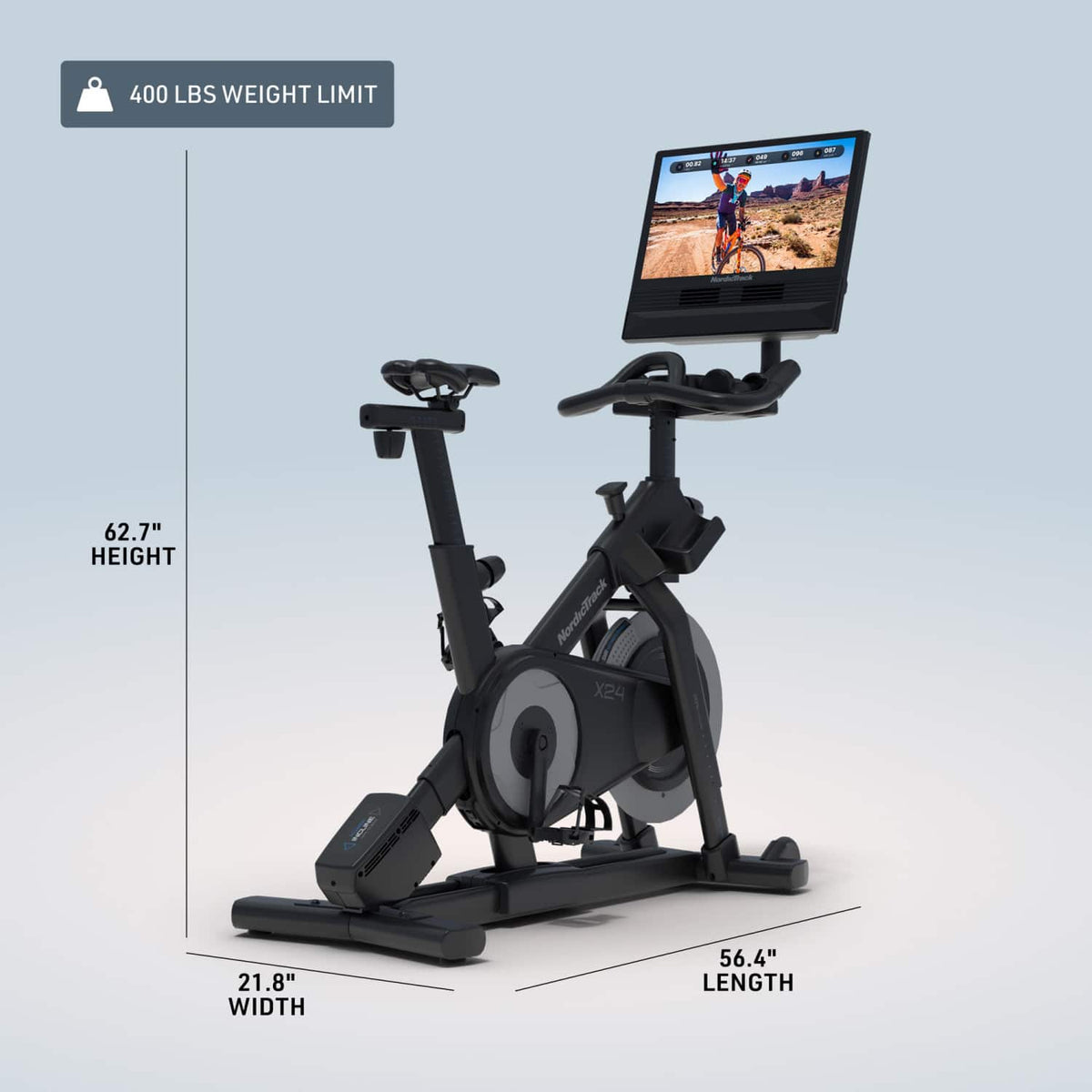 NordicTrack - X24 Bike with Pivoting 24" Touchscreen for a Best-In-Class Cycling Experience - Black