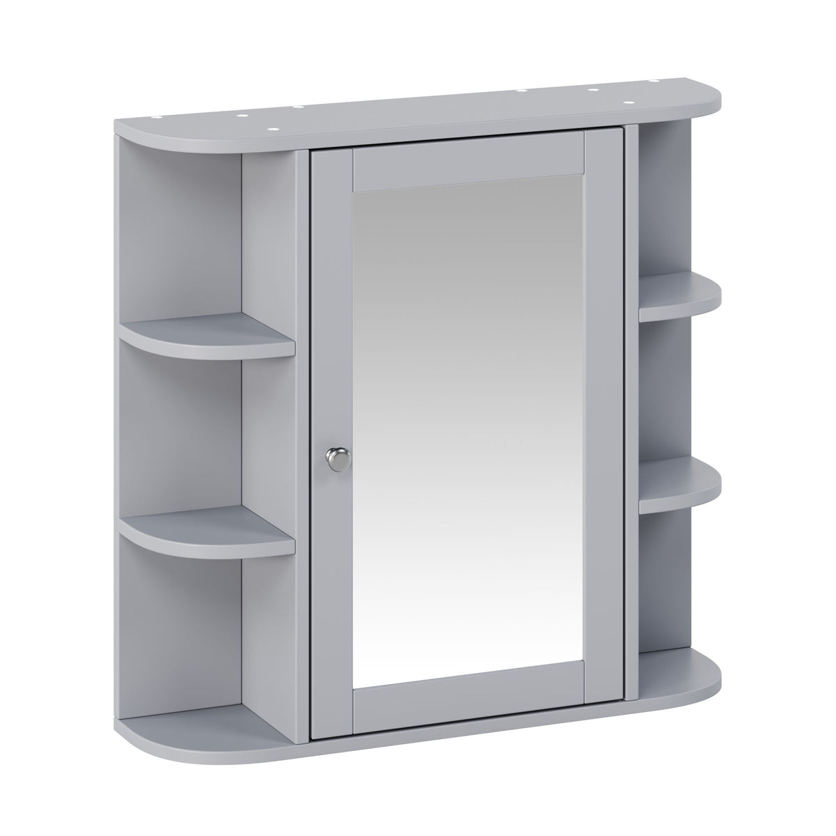 Armario de pared para baño con espejo y estante ajustable, 6 estantes abiertos
