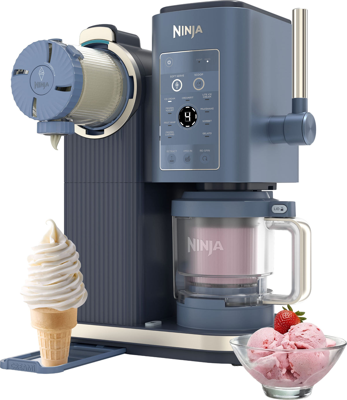 Ninja - CREAMi Scoop & Swirl Ice Cream & Soft Serve Maker, 13 One-Touch Programs - Navy