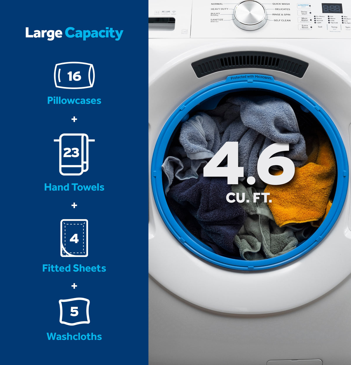 GE - 4.6 Cu. Ft. High-Efficiency Stackable Smart Front Load Washer with Microban Antimicrobial Technology - White
