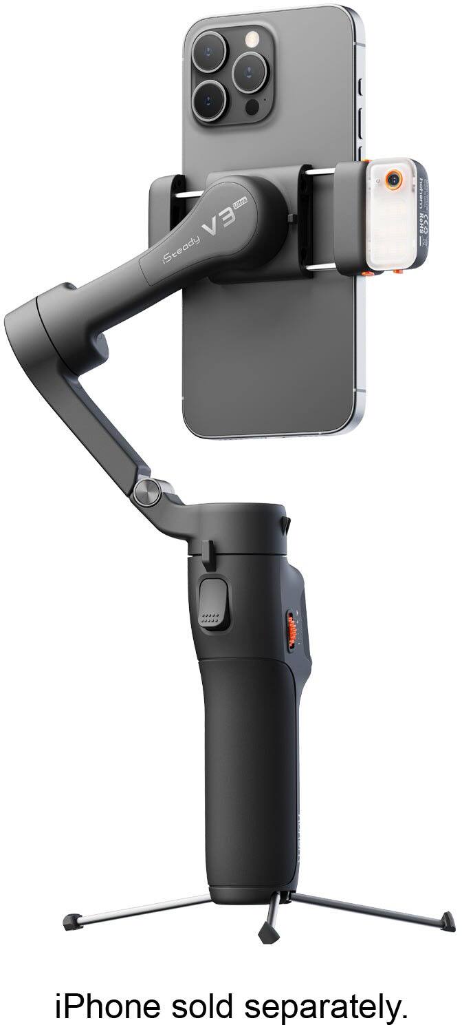 Hohem - iSteady V3 Ultra 3-Axis Gimbal Stabilizer for Smartphone w/ AI Tracking, Detachable Touch Remote, Tripod, & Light - Black
