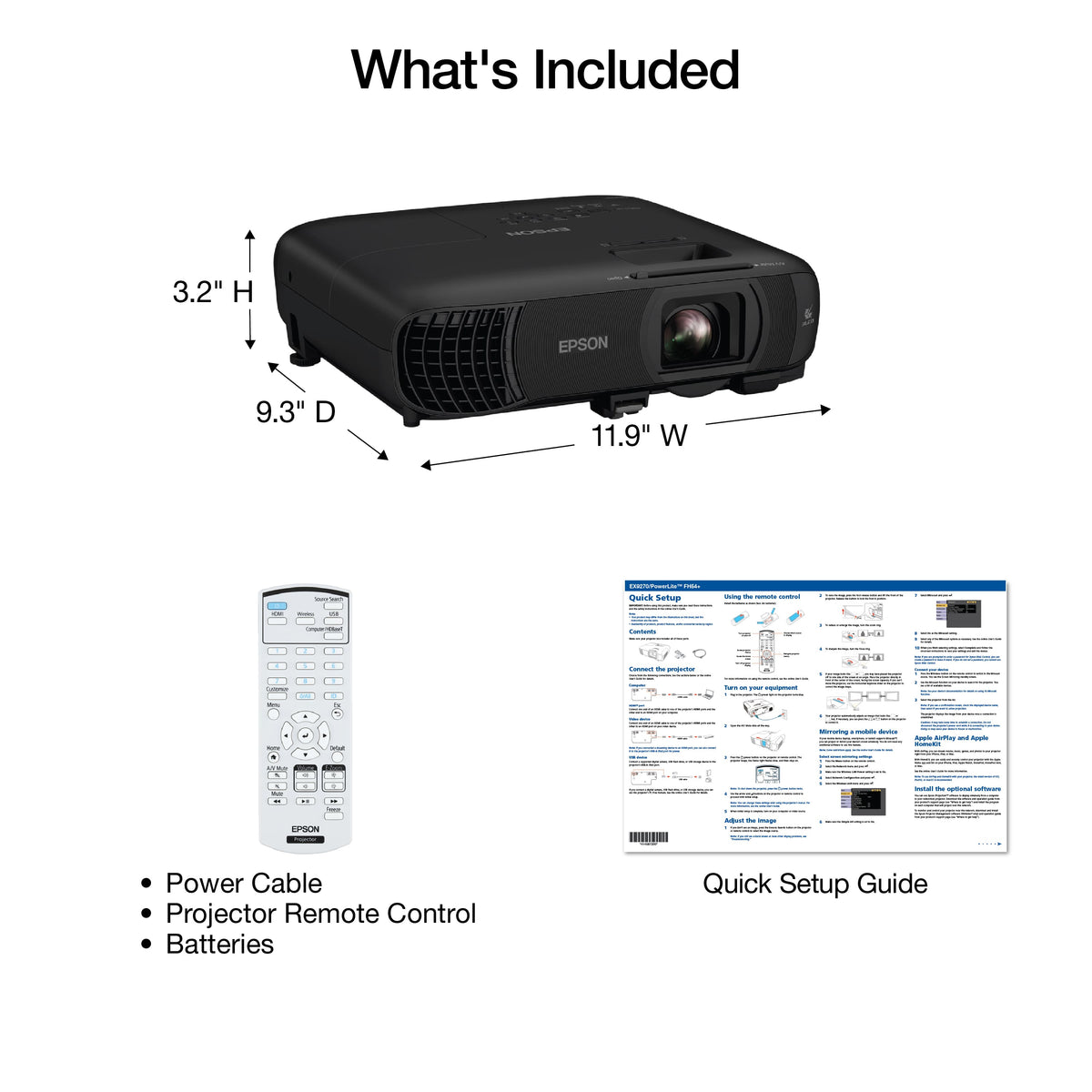 Epson - Pro EX9270 Projector, 4,600 Lumens of Color and White Brightness, 3LCD, Full HD 1080p, Wireless - Black