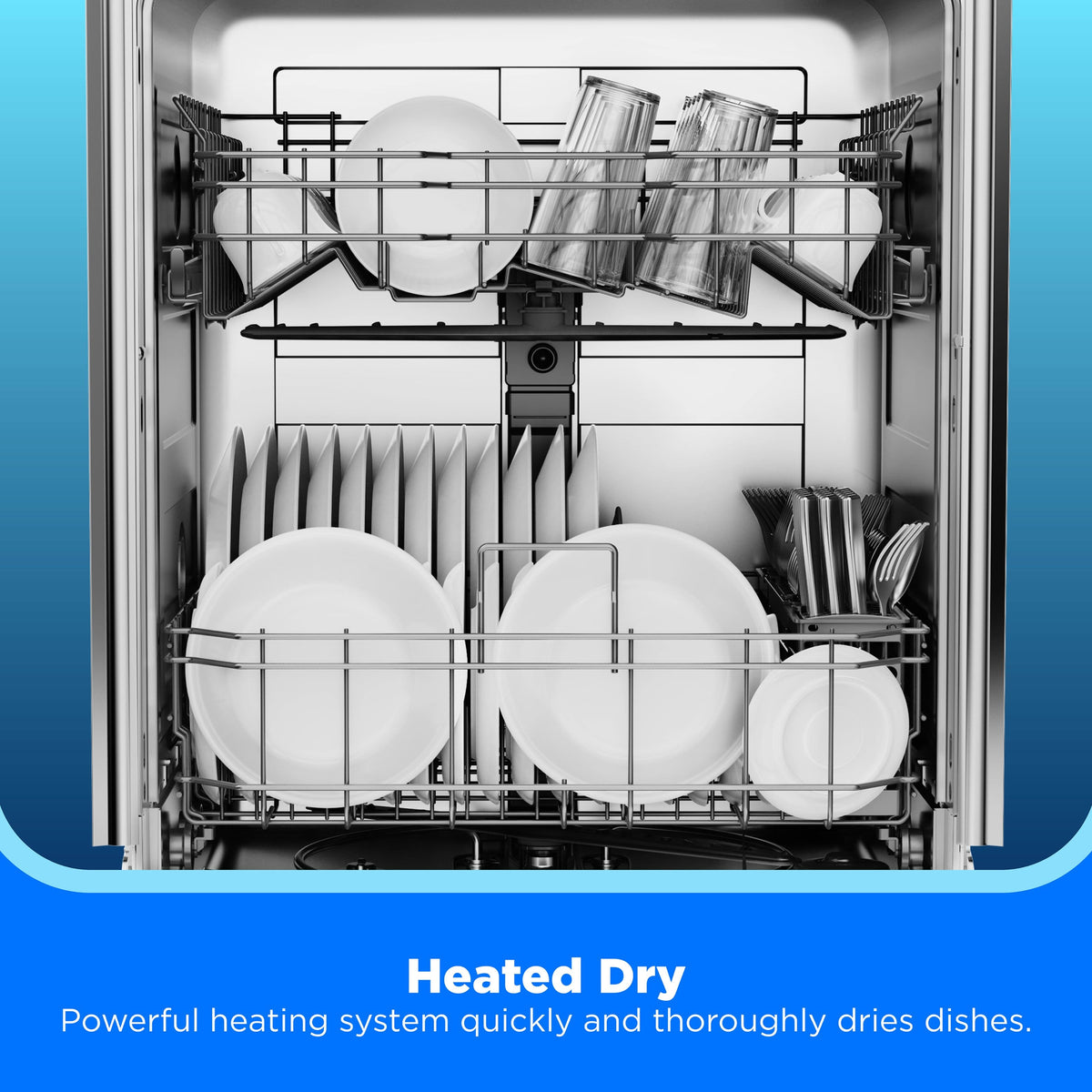 Midea - 24" Front Control Built-In Dishwasher with Auto-Open Door, Hybrid Tub, Heated Dry, 52 dB - Stainless Steel
