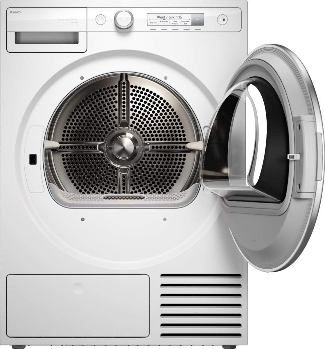 Asko - 4.2 cu. ft. Stackable Electric Vented Dryer - Butterfly Drying System, Soft Drum Technology, 12 Programs – - White