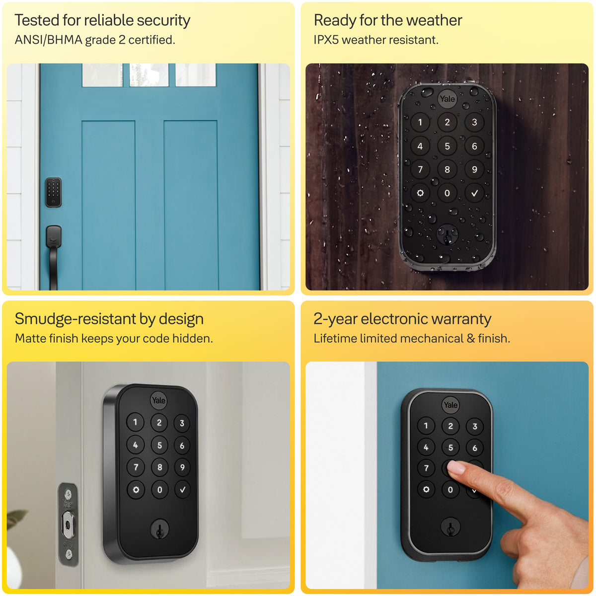 Yale - Assure Lock 2 - Smart Lock Wi-Fi Deadbolt with Push Button Keypad | Key Access - Black Suede
