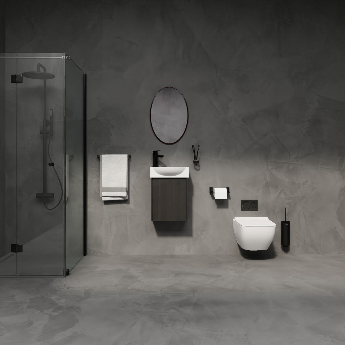 Mueble de baño moderno con lavabo cerámico, combinado con lavabo flotante de pared, armario de almacenamiento