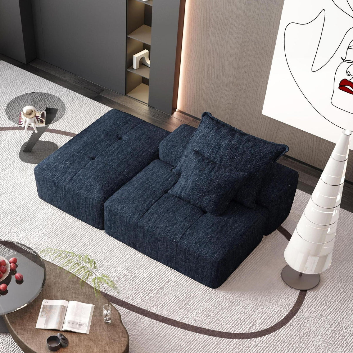 Modern Oversized Modular Sectional Sofa, Sparkling Fabric Soft Cushions With 2 Pillows