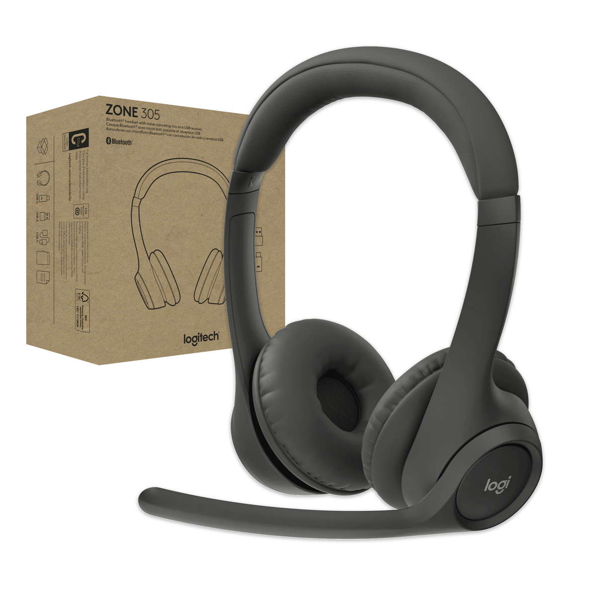 Logitech - Zone 305 for Business, Wireless Headset With Native Bluetooth for Microsoft Teams - Graphite