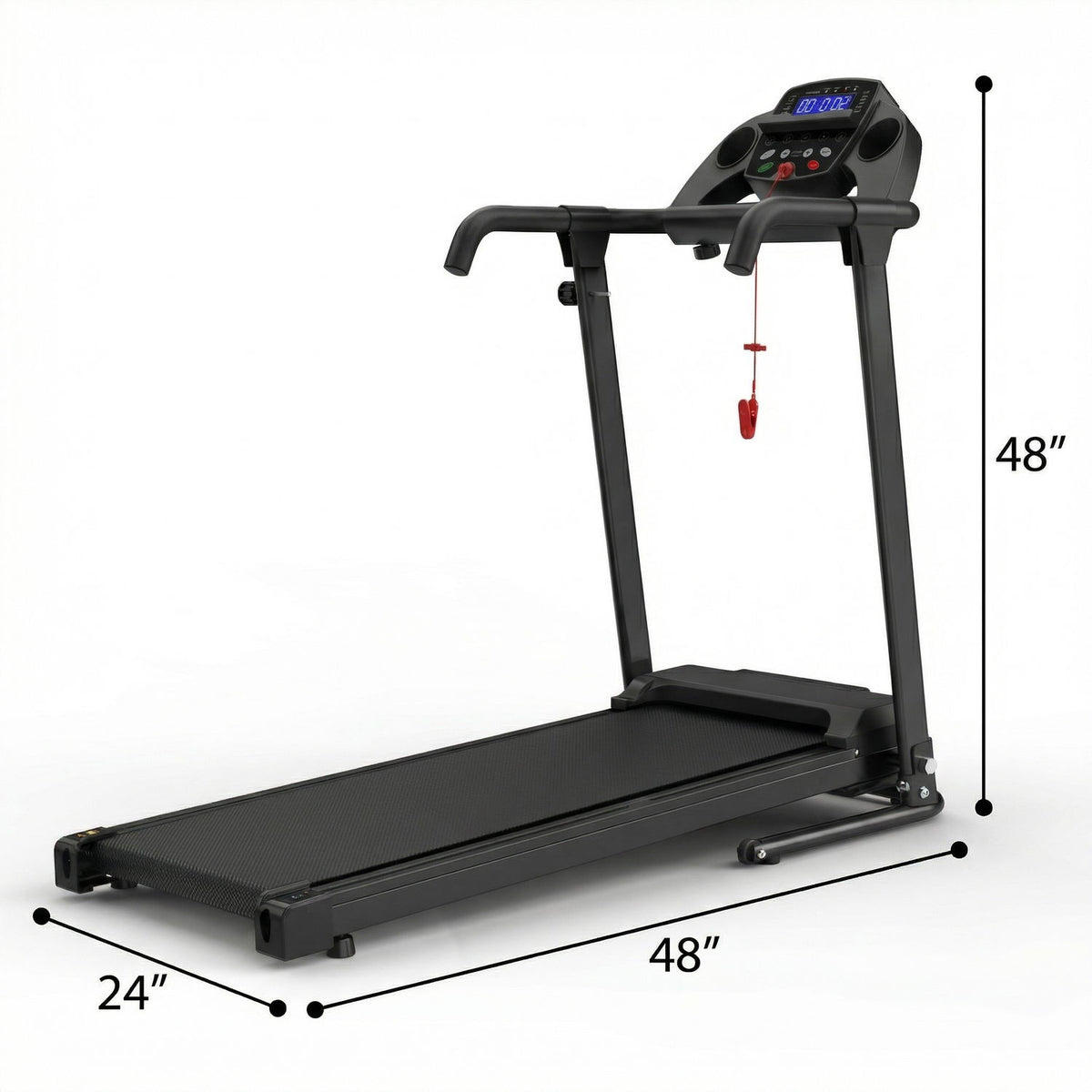 Cinta de correr portátil de 2.5 Hp con manijas, control por aplicación y pantalla LED - Negro