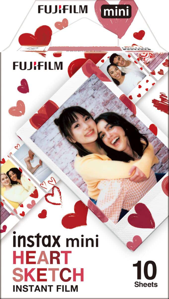 Fujifilm - Instax Mini Heart Sketch Film - Instant Print Camera Compatilble