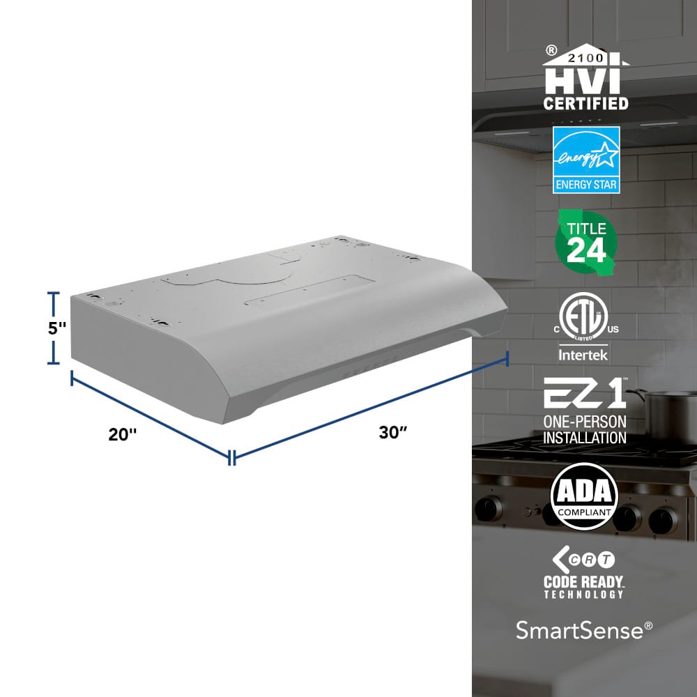 Broan - 30 inches - Convertible - Under cabinet Range Hood - Stainless Steel